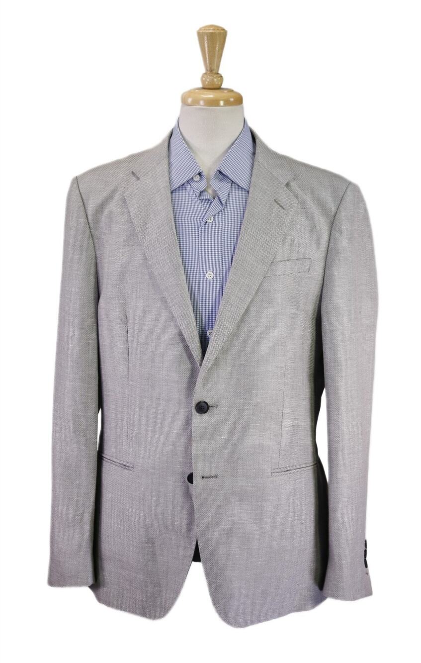 Reiss Gray Knit Woven Wool Linen 2-Btn Blazer Jacket 42R